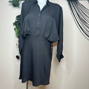 Express Elegant Black Button-Up Dress